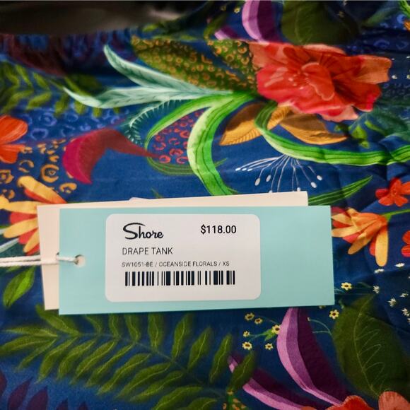 SHORE‎ Tropical Cowl Neck Sleeveless Top Linen Shorts SET sz XS NWT MSRP $236 - Picture 6 of 7